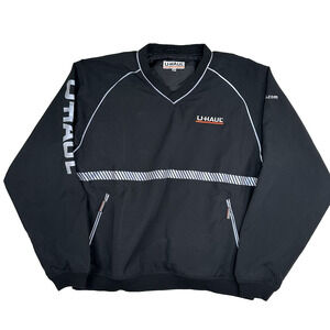 U-Haul Jacket Employee Company Pockets Black Long Sleeve Pullover Men's Size L